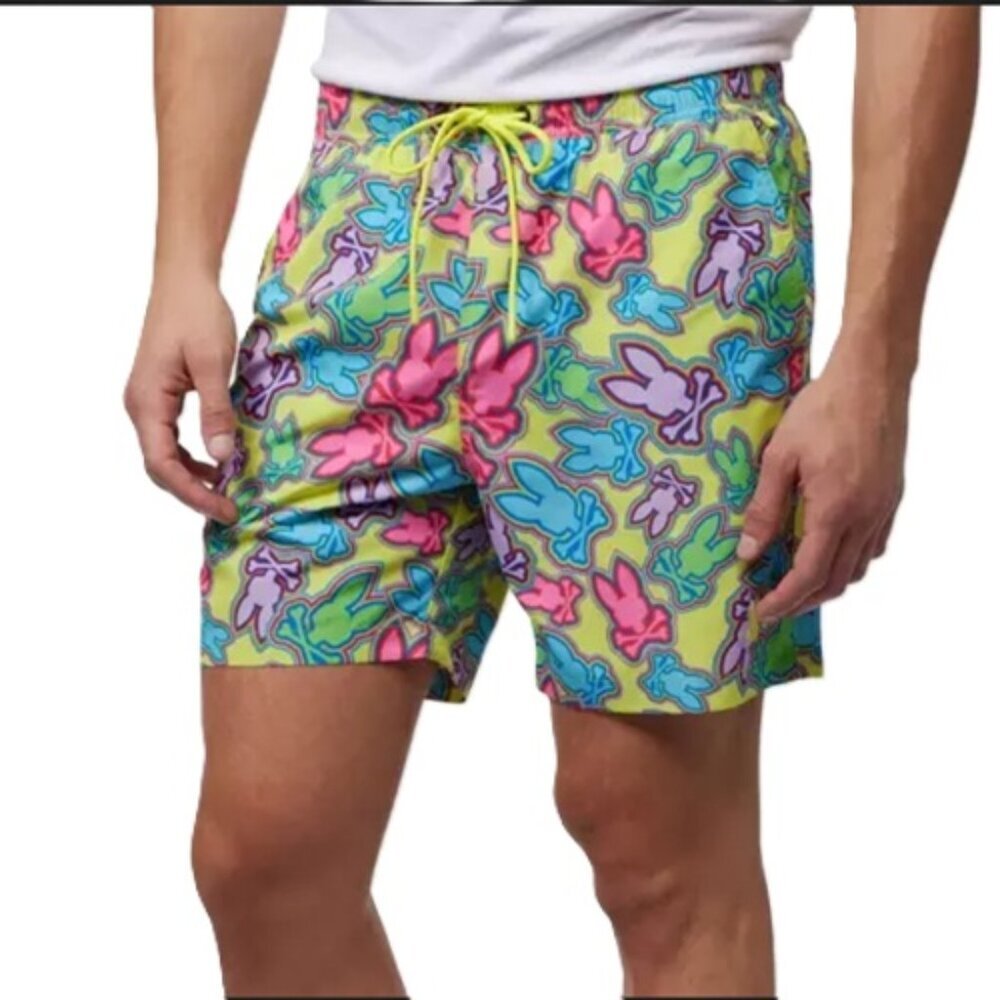 Psycho Bunny Men's Standard Maybrook Lightweight All Over Bunny Swim Trunk XXXL